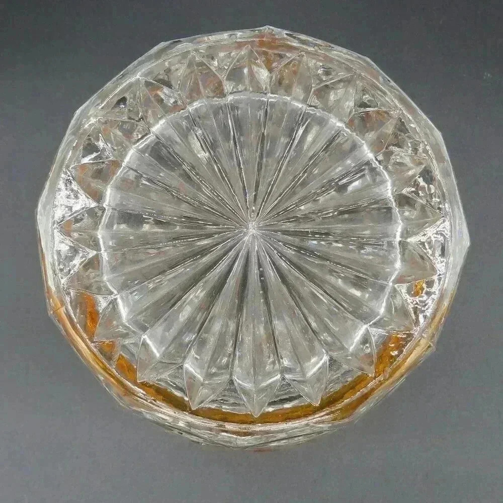 Diamond Point Clear Glasse with Wide Gold Band Old Fashioned Glass Whiskey Glass - Picture 4 of 7